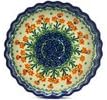 Polmedia Polish Pottery Fluted Pie Dish - Peach Spring Daisy Pattern Handmade in Boleslawiec Poland by Ceramika Artystyczna + Certificate of Authenticity