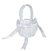 Ślubny kwiat Kosz biały Satynowy łuk Pearl Płatek Przechowywanie Pojemnik Kwiat Dziewczyna Kosz Biały Kwiat Kosz Wedding Party Decor (Color : 1pc)