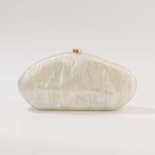 Image of Acrylic Shell Clutch Purse for Women Metallic Evening Bag Large Designer Acrylic Handbag for Wedding Party Prom