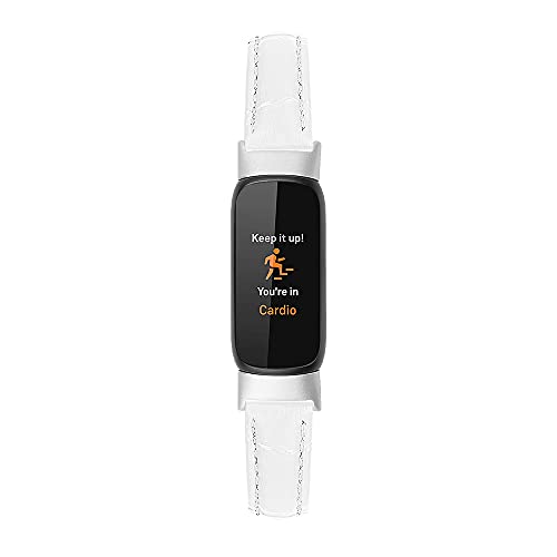 Ecsem Genuine Leather Band Compatible With Fitbit Luxe Bands Replacement Wristband Quick Release Straps Watch Bands For Fitbit Luxe Smartwatch Accessories(White) #TOP3