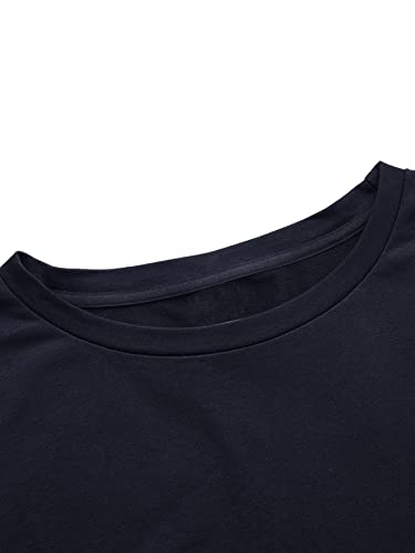 Romwe Women's Drop Shoulder Lantern Sleeve Raw Hem Aesthetic Sweatshirt Pullover Crop Top Navy Blue Xl #TOP2