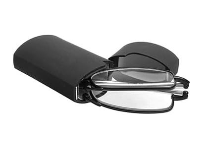 DESEOXHard Cases Folding Reading Glasses, Pocket Wallet Purse Compact Spring Hinge Readers, Transparent Clear Lens Reading Power 1.0, 1.25, 1.50, 1.75, 2.0, 2.25, 2.50, 2.75, 3.0