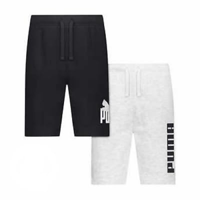 PUMA Youth Boys 2 Pack Shorts (Gray/Black, S-7/8)2
