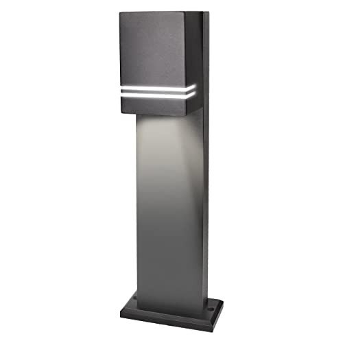 Stehlampe für den Garten mit 230V Steckdose Gartensäule 50 cm Außenbereich. Wegeleuchte außen mit 1x GU10 Sockel. Moderne Pollerleuchte 50cm hoch - Sockelleuchte aus Aluminium IP54 Cover