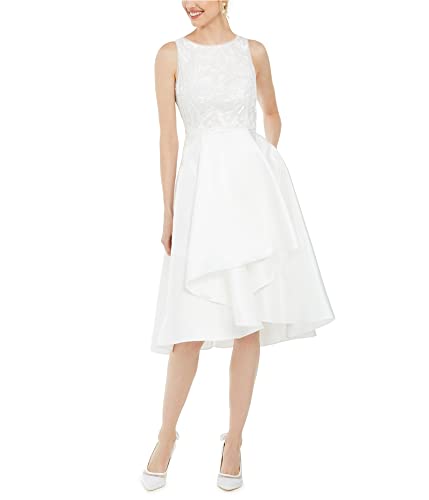 Adrianna Papell Women's Sequin & Mikado Hi Low Dress, Ivory, 2 Cover