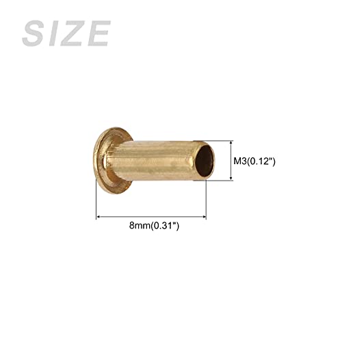METALLIXITY Through Hole Rivet (M3x8mm) 100Pcs, Brass Plated Metal Hollow Rivet Nuts - Image 2