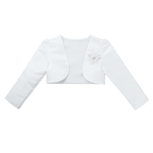 Jelory Kids Long Sleeves Satin Bolero Shrug Wedding Party Short Cardigan Jacket Flower Girl Dress Cover Up3