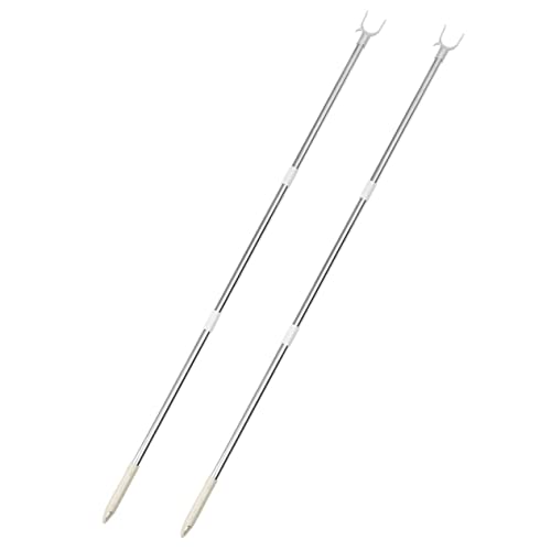 Cabilock 2 Piezas Varillas de Ropa Extensibles y Ajustables Varas de Alcance para Colgar Ropa Soporte Práctico para Hogar Color Blanco