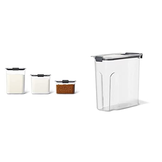 Rubbermaid 6-Piece Brilliance Food Storage Containers, Clear/Grey & Brilliance Cereal Food Storage Container with Flip Top Spout, Dishwasher Safe, 32oz, Clear/Blue