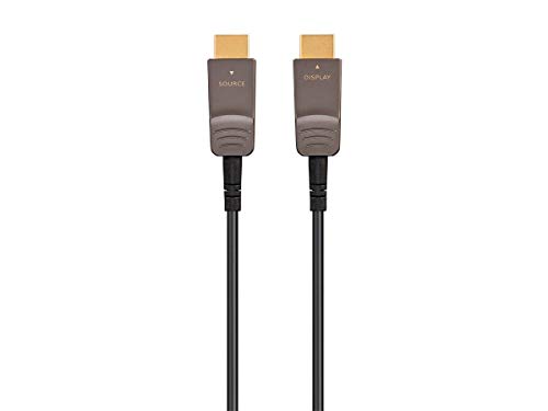 Monoprice 8K Ultra High Speed Fiber Optic HDMI Cable - HDMI 2.1, 8K@60Hz, 4K@120Hz, 48Gbps, HDR, VRR, Active Optical Cable (AOC), 100ft, Black