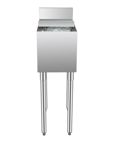 VEVOR Contenedor de Hielo de 28 L para Debajo del Mostrador de 305 x 483 x 937 mm, de Acero Inoxidable con Tapa Deslizante y Patas de Bola Ajustables, Carrito Refrigerado para Bar, Restaurante