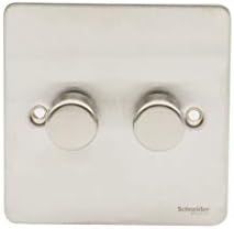 Schneider Electric Ultimate Flat Plate - 4 Gang 2 Way Dimmer Light Switch, Main & Low Voltage, 250W/VA, GU6242CPB, Polished Chrome