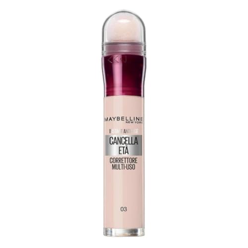 Maybelline New York Correttore Multi-Uso, Idratante e con Coprenza Modulabile, Imperfezioni e Occhiaie Coperte, Con Bacche di Goji e Haloxyl, Cancella Età, Tonalità: 03 Fair, 6,8 ml