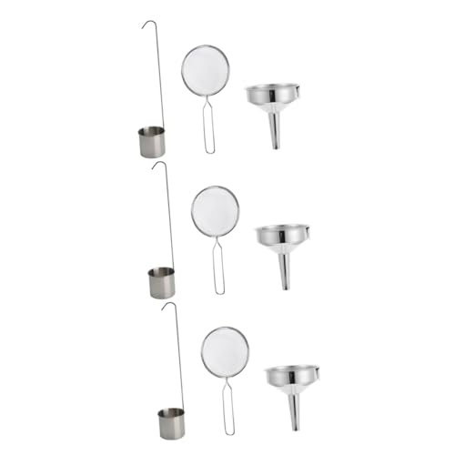 Cabilock 3 Juegos Juego de embudo de acero inoxidable embudo de petróleo embudo resistente al desgaste colador embudo de vino doméstico embudo de vino reutilizable Silver