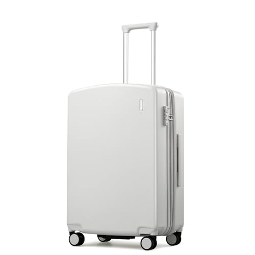Image of Hanke 24 Inch Expandable Checked Luggage, Hard Shell with Side Hook | PC Hard Shell, Medium Check in Luggage, Separate Wet Pocket, 8 Spinner Wheels, Family Travel, 5-7 Day Trips