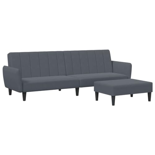 MOBCANT Schlafsofa 2-Sitzer mit Fußhocker Dunkelgrau Samt Sofagarnitur Couchgarnitur Modulares Sofa Polstergarnitur für Wohnzimmer Schlafzimmer Büro Hotel – Bild 4