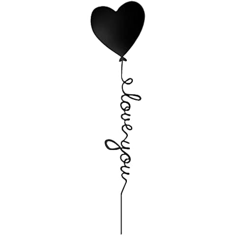 I Love You Heart Shaped Balloon Sign Black Metal Wall Decor, Home Decor Wall Art Iron Letters Metal Decorations for Living Room Bedroom, 17.7”x3.9” Cover