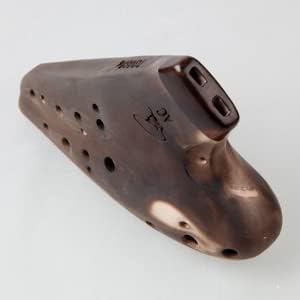 Double Chamber Straw Fire Ceramic Ocarina W/Exclusive Hard-shell Case - Authenticity Proved by Engraved Identification Code on Each Piece! Linn's Arts Exclusive! (Purple Clay)