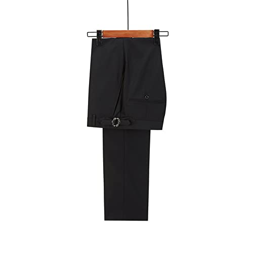 Youllyuu Herren-Hochzeitsanzüge, schwarz, Smokinghose, zweireihig, goldener Knopf, Revers, Blazer mit Kette – Bild 8
