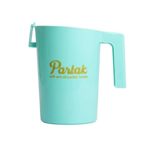 Image of Milk and Oil Packet Holder, Black Plastic Kitchen Organizer with Handle, Cylindrical Spill-Proof Pouring Container (Green, Large)