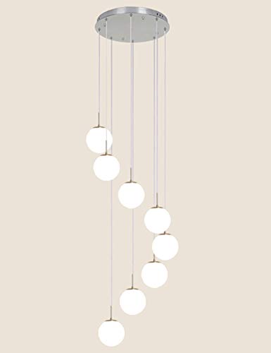 Lustre d'escalier minimaliste moderne en verre pour grand salon