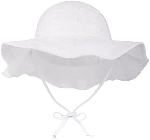 SimpliKids UPF 50+ UV Sun Protection Wide Brim Baby Sun Hat,White2, 0-12 Months
