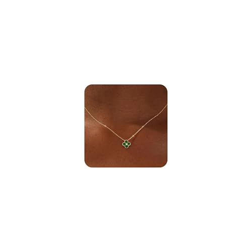 RLMOON Birthstone Necklace for Women Non Tarnish 14K Gold Plated Four Leaf Clover Necklace Dainty Gold Choker Necklaces for Women Trendy CZ Emerald Pendant Necklace Jewelry Birthday Gifts for Women