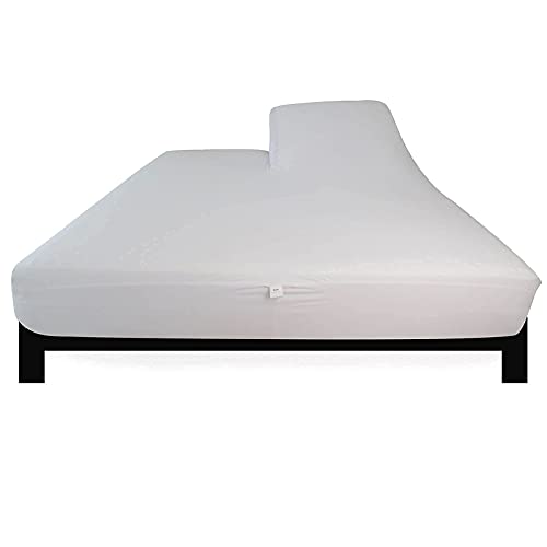 Split Top King Mattress Protector For Adjustable Bed Upper Flex Waterproof Matressprotector Ultra Soft Bamboo Jersey Noiseless Fitted Mattress Cover 32-34” Split From Head White #TOP6