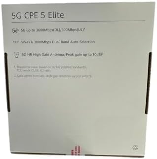 Back of the 5G CPE 5 Elite box showing technical specifications
