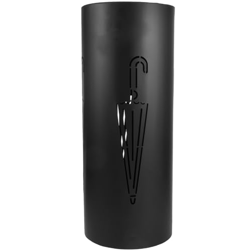 Porte-parapluie rond noir en métal robuste pour entrée de maison et bureau