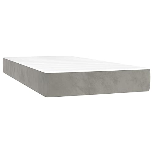 Doppelbett Familienbett,Boxspringbett mit Matratze & LED Hellgrau 200x200 cm Samt,Tagesbett für Schlafzimmer Kinderzimmer – Bild 8