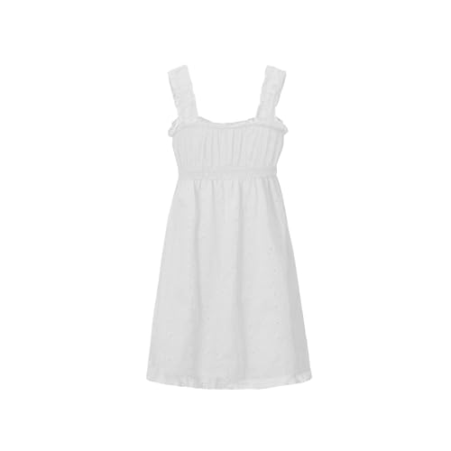 Image of Women Square Neck Mini Dress Summer Sleeveless Floral Embroidery Frill Hem A-line Dress