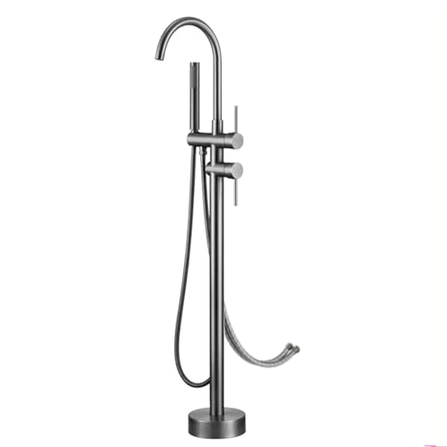 SdaryWare Mitigeur de Baignoire sur Pied Gris, 2 Fonctions, mitigeur de Baignoire-Douche sur Pied, Eau Chaude ou Froide. Mitigeur de Baignoire-Douche sur Pied, Gris.(Grey)
