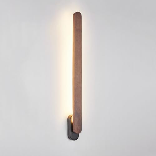 HUAYUSEDF Walnut Color Wall Sconce - 23.6" Hardwired Indoor Lighting Fixture for Living Room, Bedroom, Hallway, Modern Home Decor, Dimmable Light Options