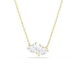 Swarovski Collier, de la collection Mesmera, cristaux incolores de taille cœur, sertissage griffes, accroché à une chaîne en placage de ton or
