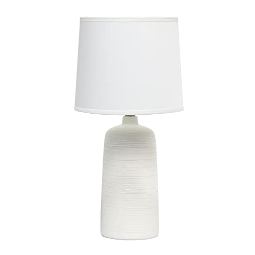 Simple Designs Lt2085-Off Textured Linear Pottery Ceramic Table Lamp, Off White #TOP1