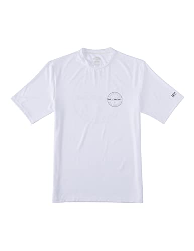 Billabong mens Classic Short Sleeve Loose Fit Rashguard Rash Guard Shirt, White Rotor, Small US