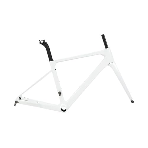 Bicicleta de Carretera con Cuadro Fibra Carbono, Frenos Disco, Eje y cableado. Tallas: 45/48/50/52/54 cm, 12 x 142 mm(White,52cm - L)