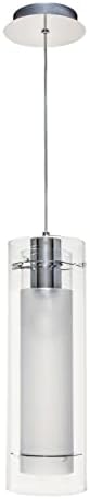 ET2 E22000-10 I Frost Collection Adjustable Height Dimmable 1 Light Ceiling Pendant - Polished Chrome I 50 Watts I Clear Cylinder/Frosted Glass I Modern Contemporary Light Fixture I