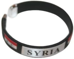 Syria Black Country Flag Flexible Adult C Bracelet Wristband 2.5 Inches in Diameter X 0.5 Inches Wide New