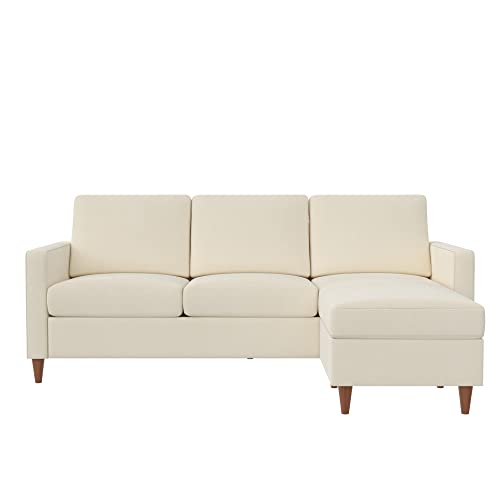 Dhp Liah Reversible Sectional Sofa With Pocket Spring Cushions, Ivory #TOP4