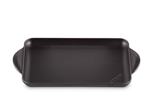 Le Creuset Parrilla de hierro fundido, Rectangular, 33 x 22 cm, Apto para todas las fuentes de calor, incluso inducción, Negro mate