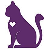 Cat Heart Silhouette - Vinyl - 3" tall (Color: PURPLE) decal laptop tablet skateboard car windows stickers
