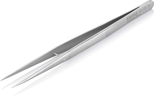 KNIPEX Präzisionspinzette mit Führungsstift spitze Form Geriffelt rostfrei, antimagnetisch, säurefest 155 mm, 92 22 35