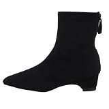 TOBVDSZ Women Brown Suede Point Toe Ankle Boots Low...