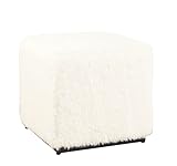HomePop Cube Ottoman - White Faux Fur