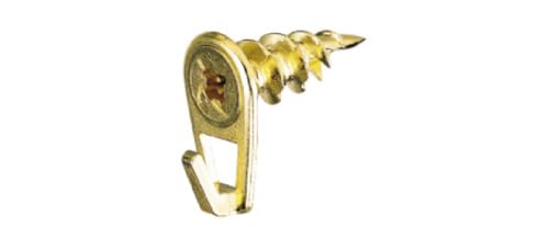 Image of Hillman 122403 Small Self-Drilling White Wall Driller Picture Hangers 50lbs Package of 2, Brass