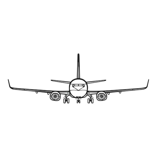 737-800NG Front Airplane Silhouette Metal Wall Art