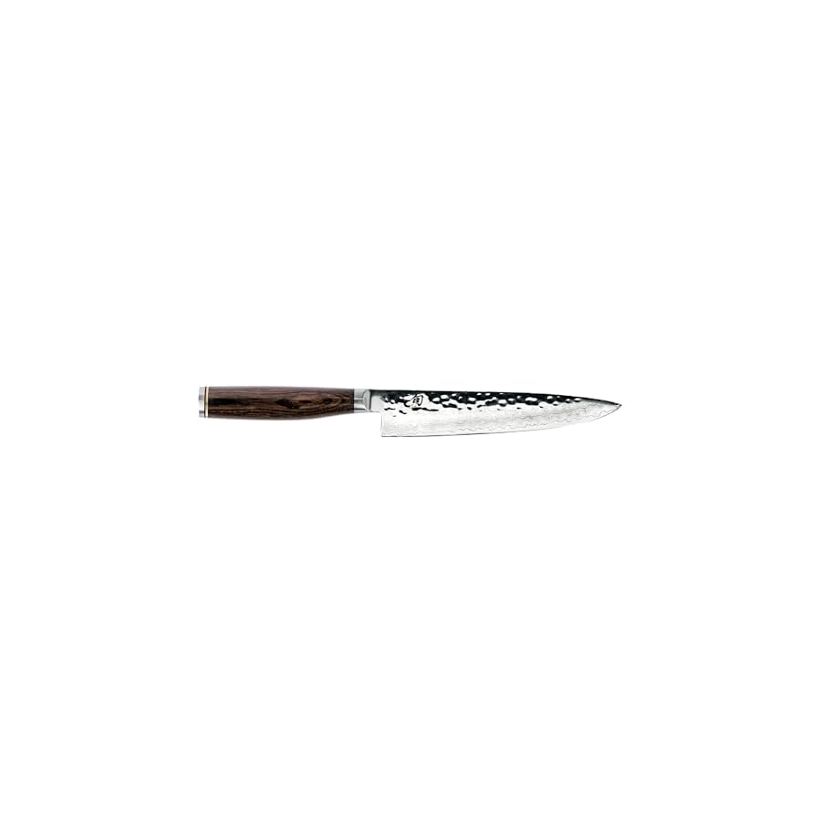 Shun Premier 6.5" Utility Knife, Handcrafted Japanese Knife, VG-MAX Core with Damascus Stainless Steel Cladding, Pakkawood Handle, Precision and Sharpness for Professional and Home Chefs