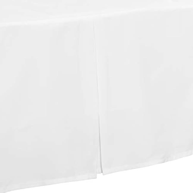 EVERYDAY KIDS White Pleated Crib Skirt; 100% Natural Cotton Nursery Crib Bedding Skirt for Baby Boys and Girls; Crib Dust Ruffle with Split Corners for Easy On and Off, 14 Inch Drop